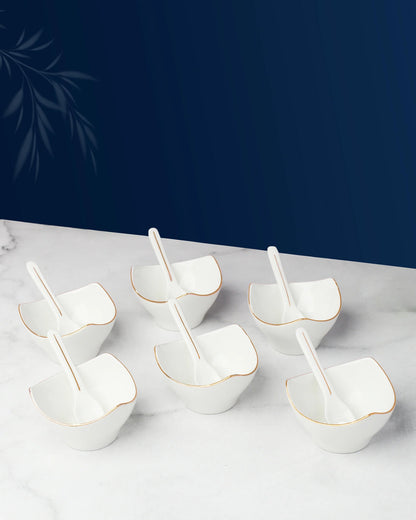 Bloom Vegas - Dessert Set (White Glossy) - Set of 6