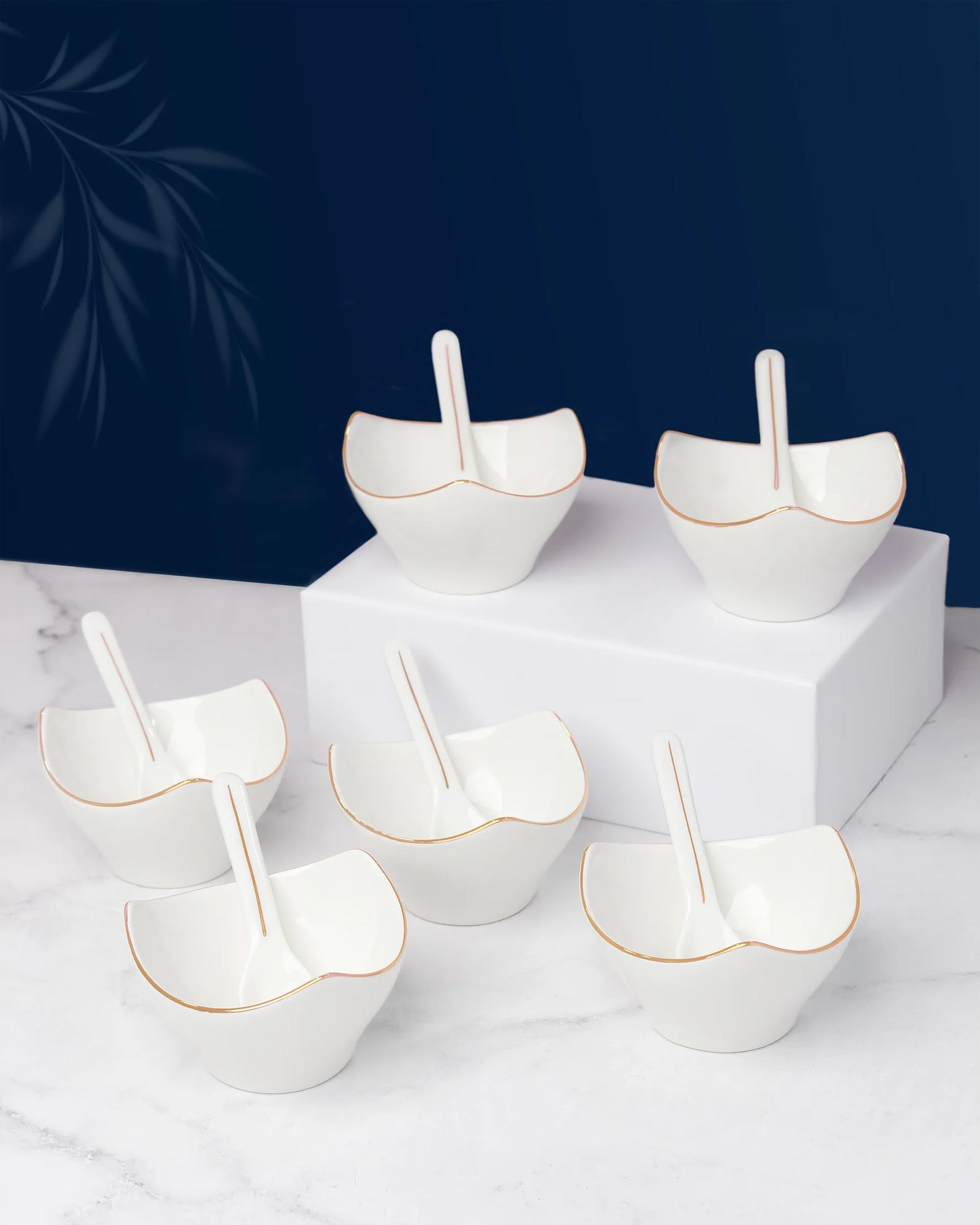 Bloom Vegas - Dessert Set (White Glossy) - Set of 6