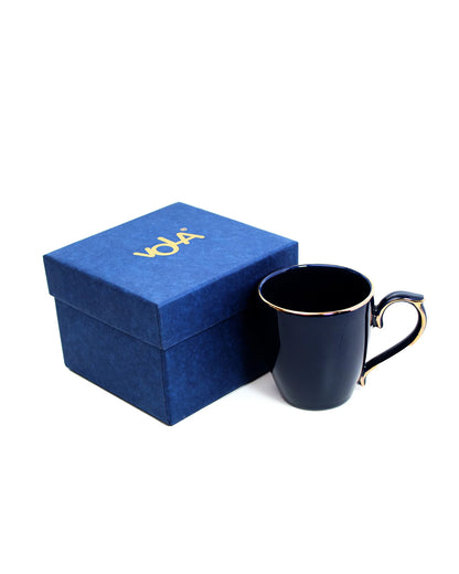 PRUSSIAN BLUE / Single pc * 220ml || Allure Premium Porcelain Tea/Coffee Mug with Golden Rim| Multi color