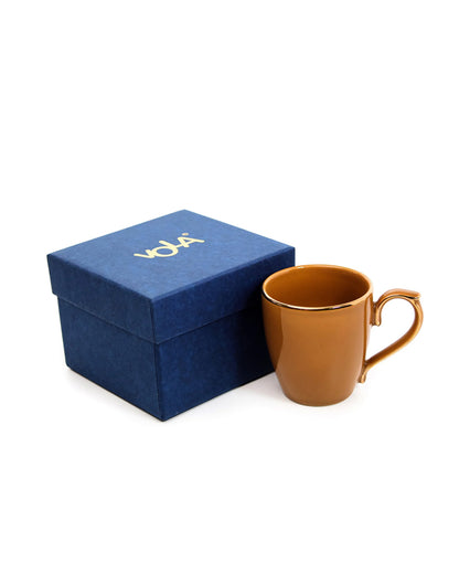 MUSTARD YELLOW / Single pc * 220ml || Allure Premium Porcelain Tea/Coffee Mug with Golden Rim| Multi color