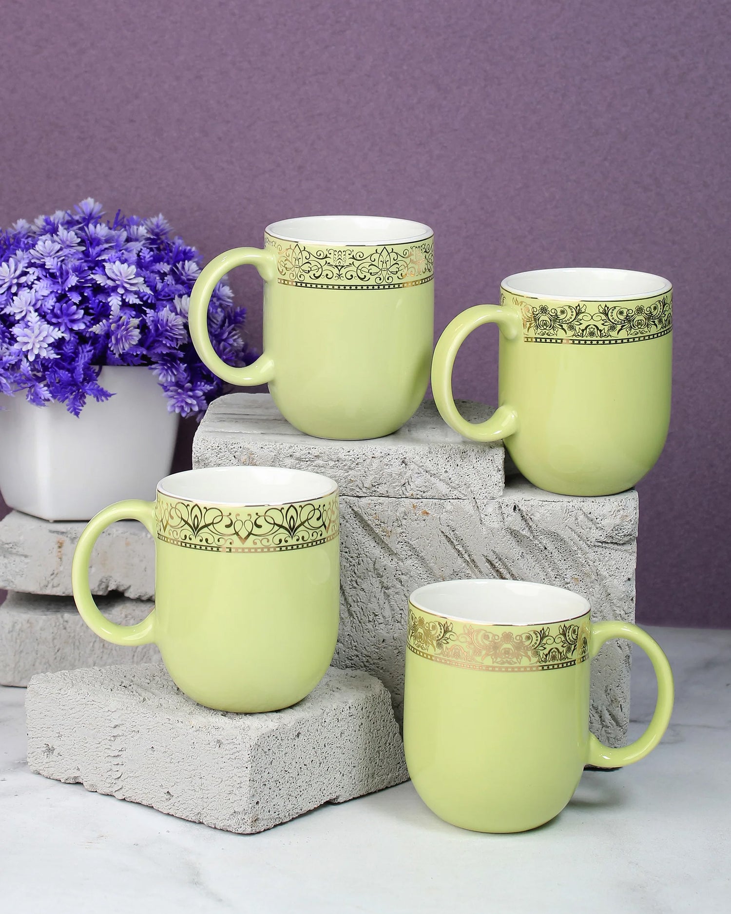 LILLY GREEN / Set of 4 * 300ml || Dazzle Heritage Superior Mug | Stylish Colors