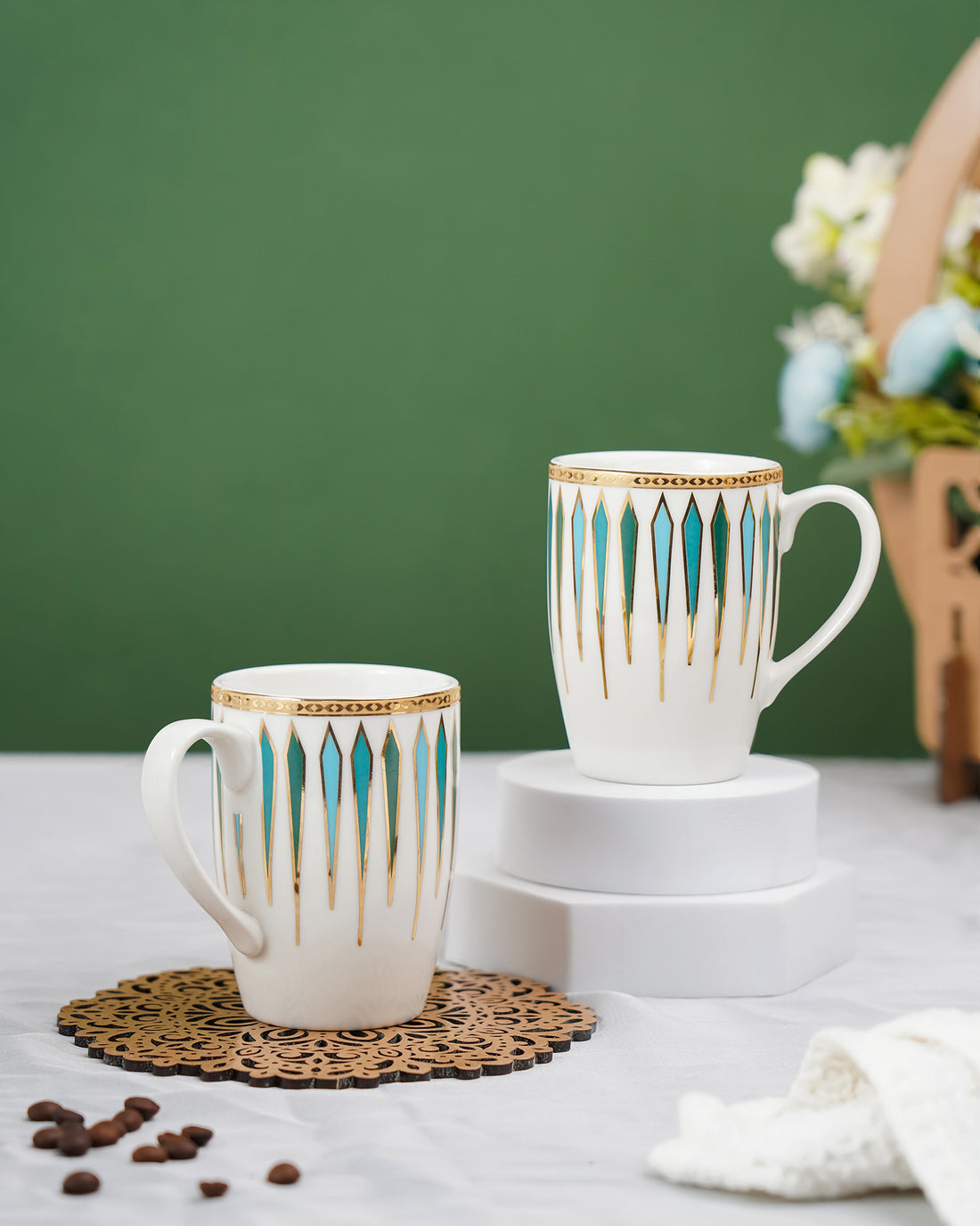 Ocean Breeze || Diamond Dash Mug Set of 2 _ Elevate Every Sip with Timeless Elegance