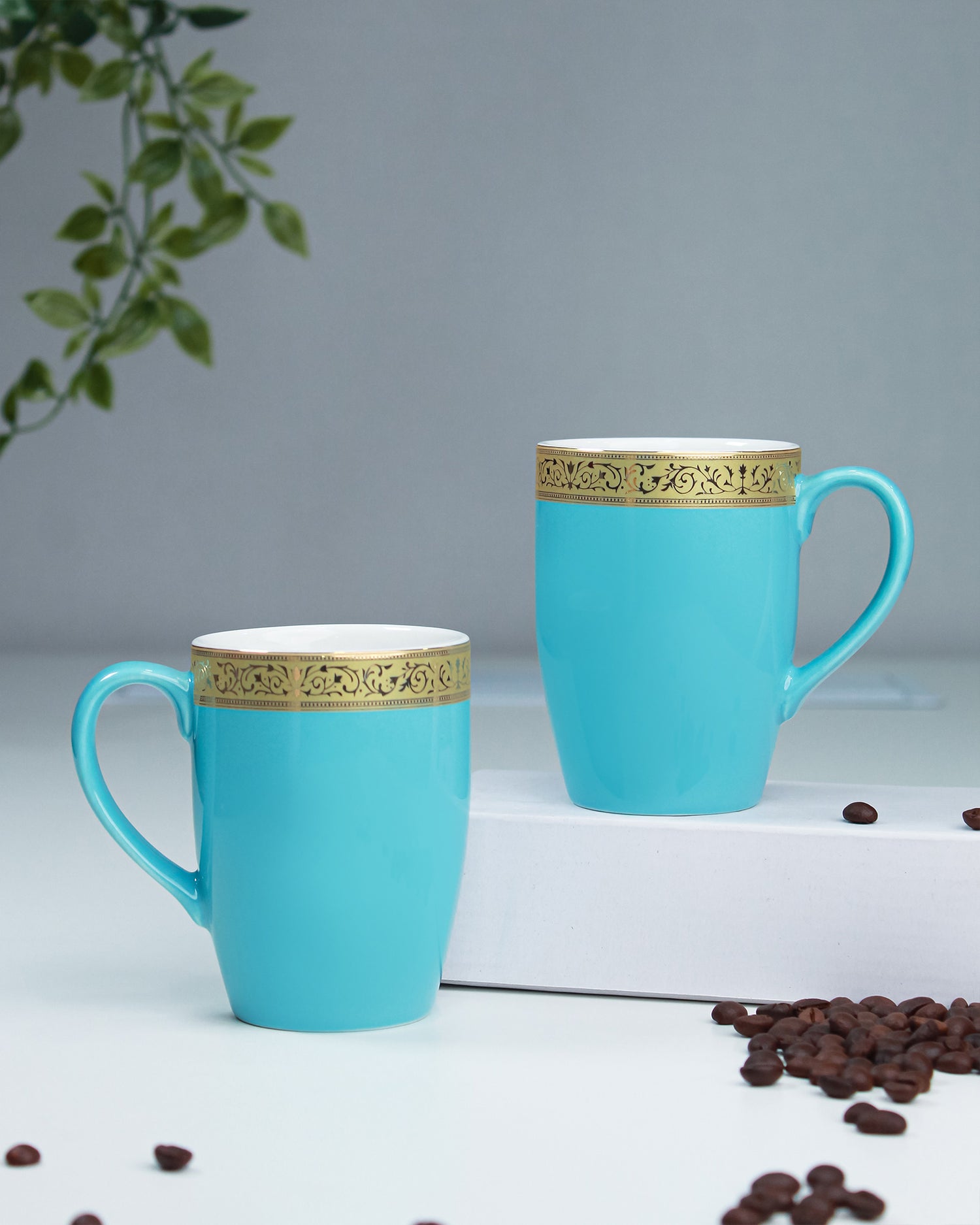 ASPIRING BLUE / Set of 2 * 230ml || Scarlet: Premium Porcelain Mugs in Pastel Colors