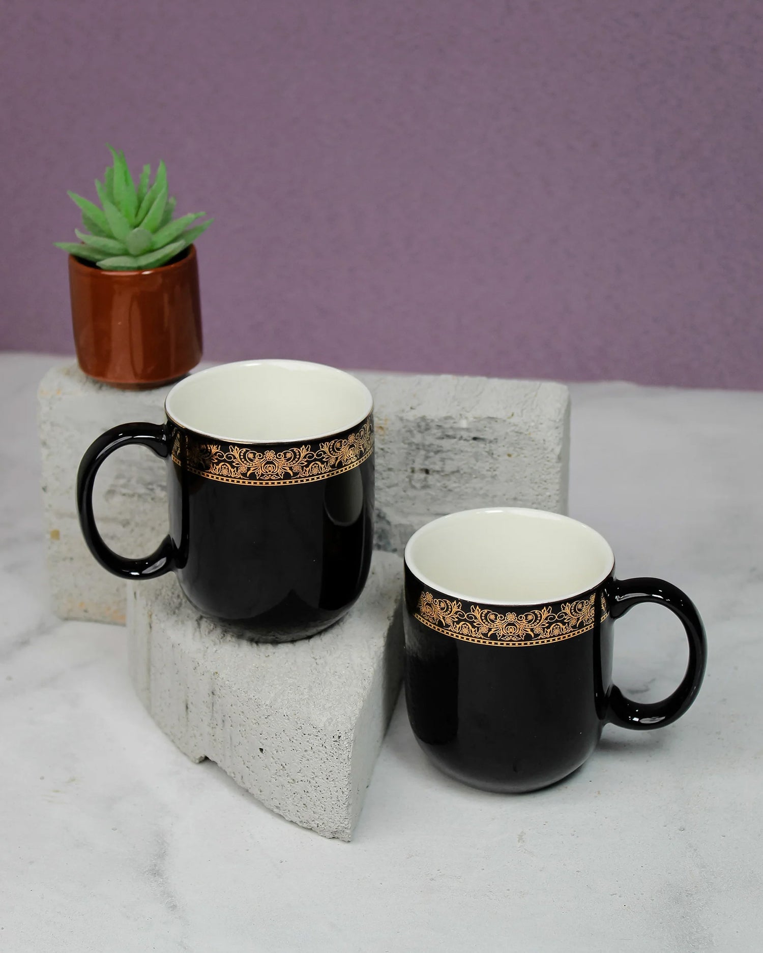 BLACK / Set of 2 * 300ml || Dazzle Heritage Superior Mug | Stylish Colors