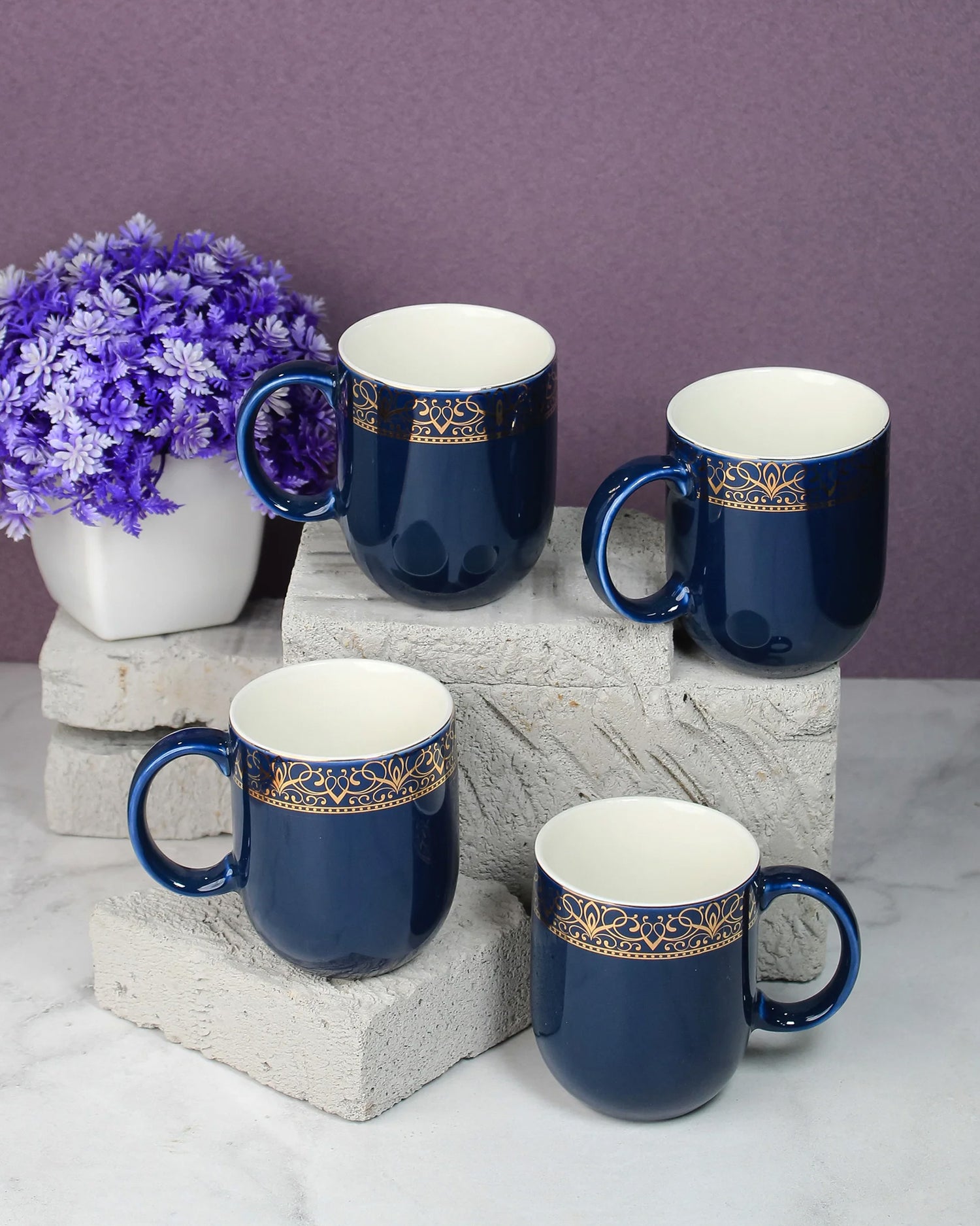 PRUSSIAN BLUE / Set of 4 * 300ml || Dazzle Heritage Superior Mug | Stylish Colors