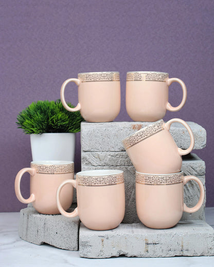 BABY PINK / Set of 6 * 200ml || Dazzle Heritage Superior Mug | Stylish Colors