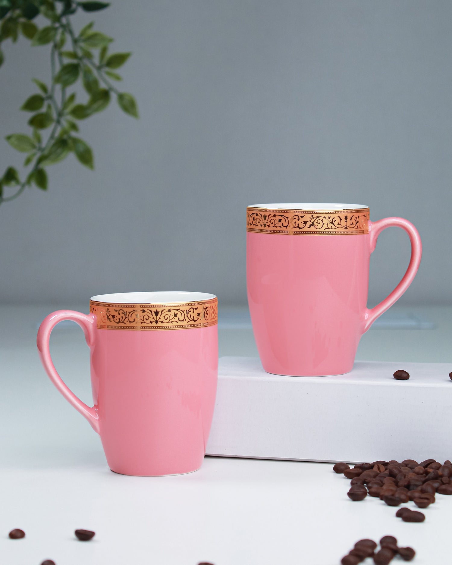 BLOOMING DALHIA / Set of 2 * 230ml || Scarlet: Premium Porcelain Mugs in Pastel Colors