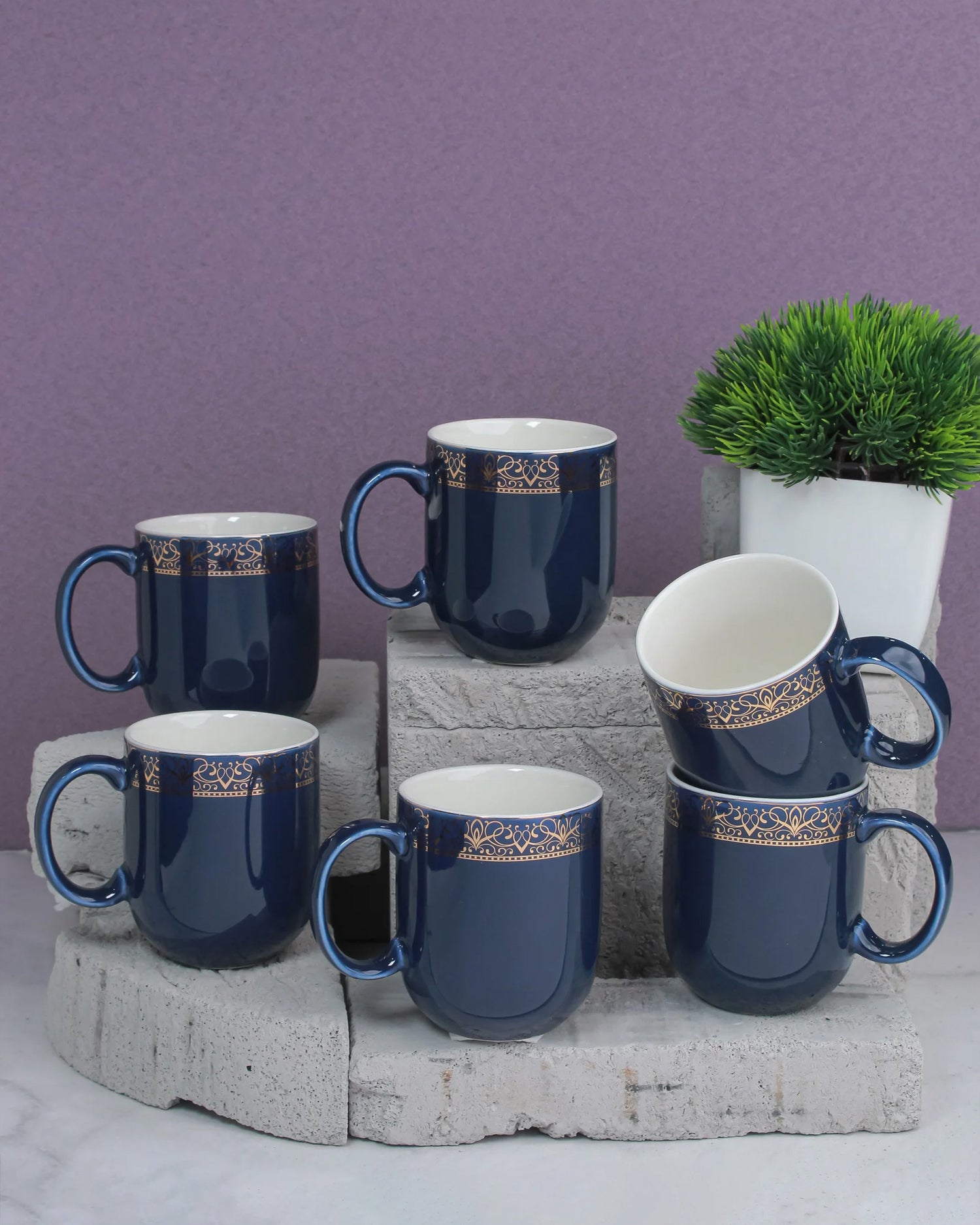 PRUSSIAN BLUE / Set of 6 * 200ml || Dazzle Heritage Superior Mug | Stylish Colors