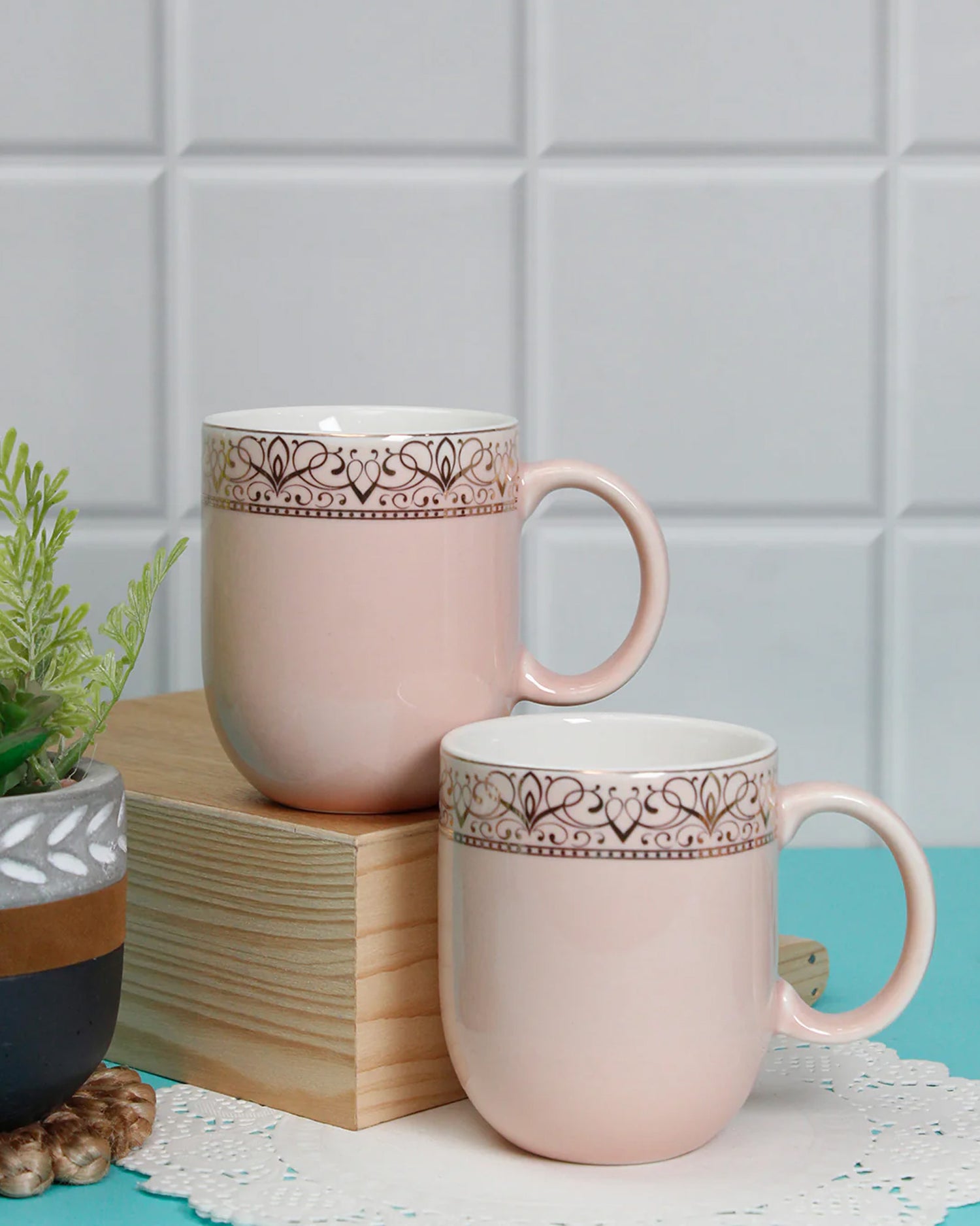 BABY PINK / Set of 2 * 300ml || Dazzle Heritage Superior Mug | Stylish Colors