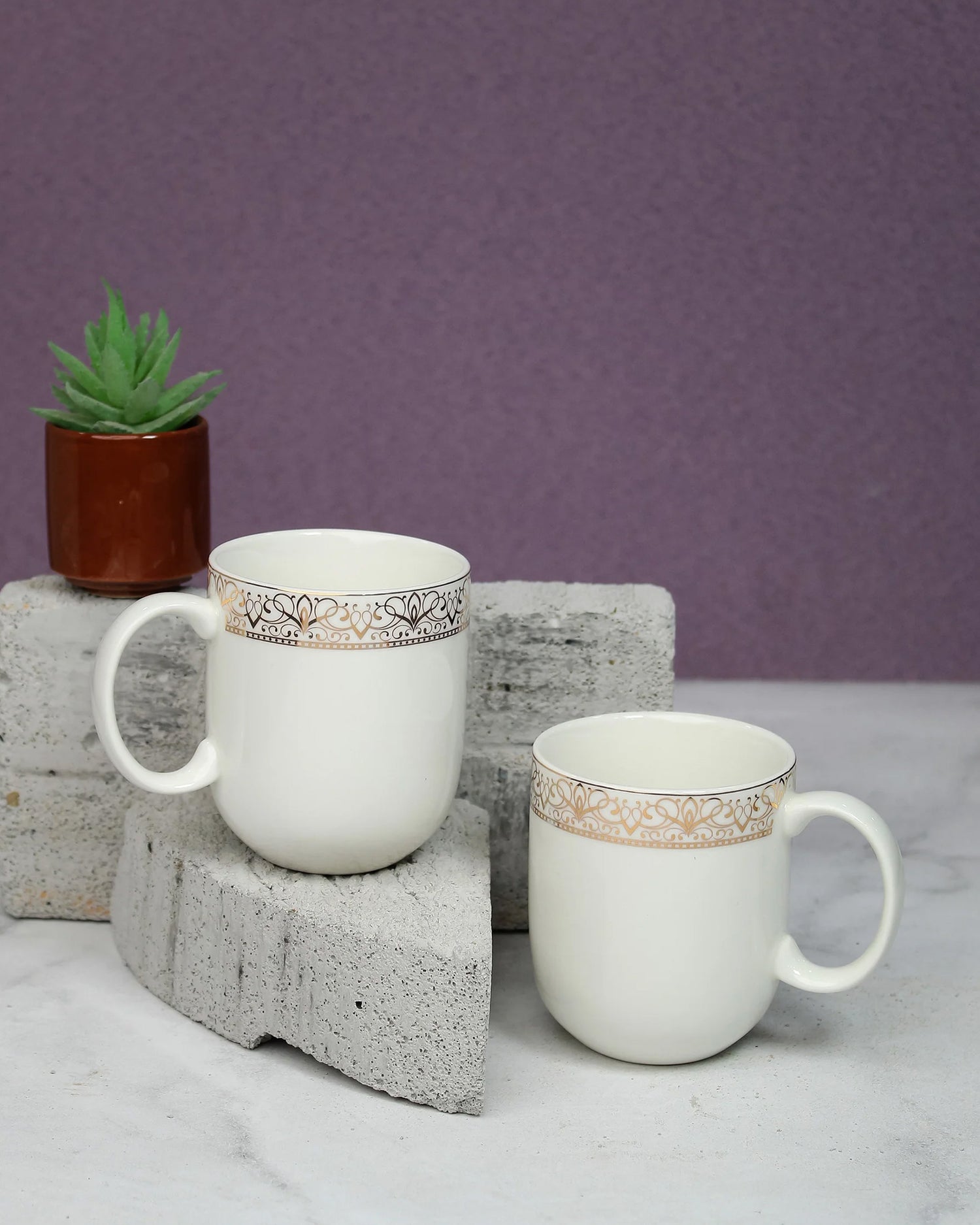 IVORY / Set of 2 * 300ml || Dazzle Heritage Superior Mug | Stylish Colors