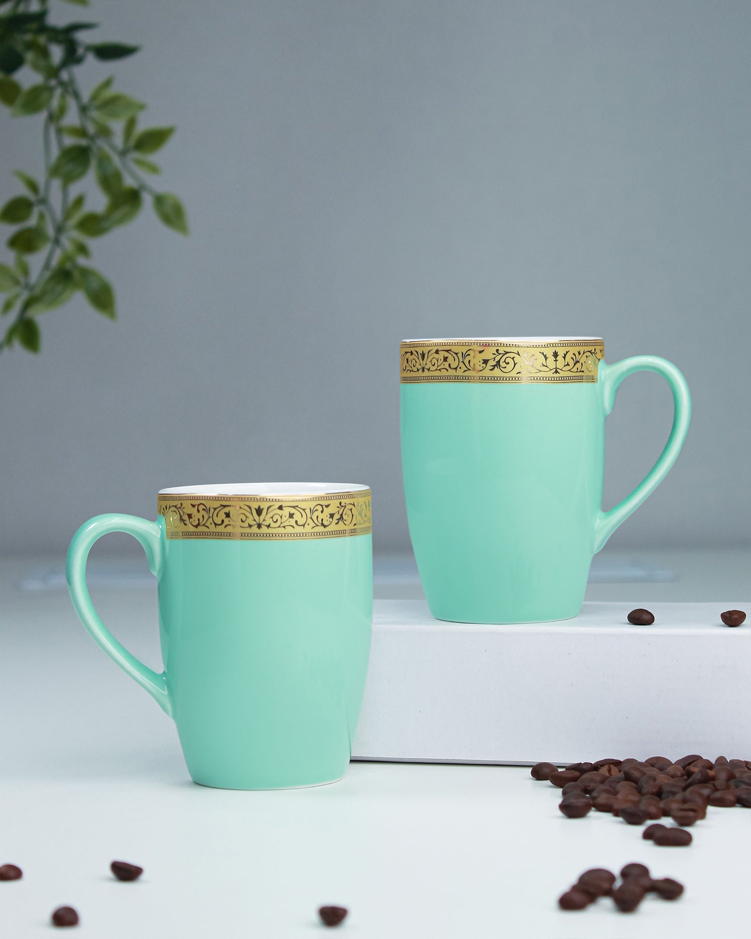 OPAL BLUE / Set of 2 * 230ml || Scarlet: Premium Porcelain Mugs in Pastel Colors