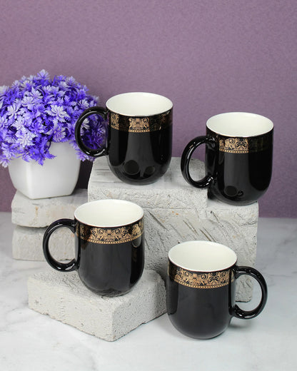 BLACK / Set of 4 * 300ml || Dazzle Heritage Superior Mug | Stylish Colors