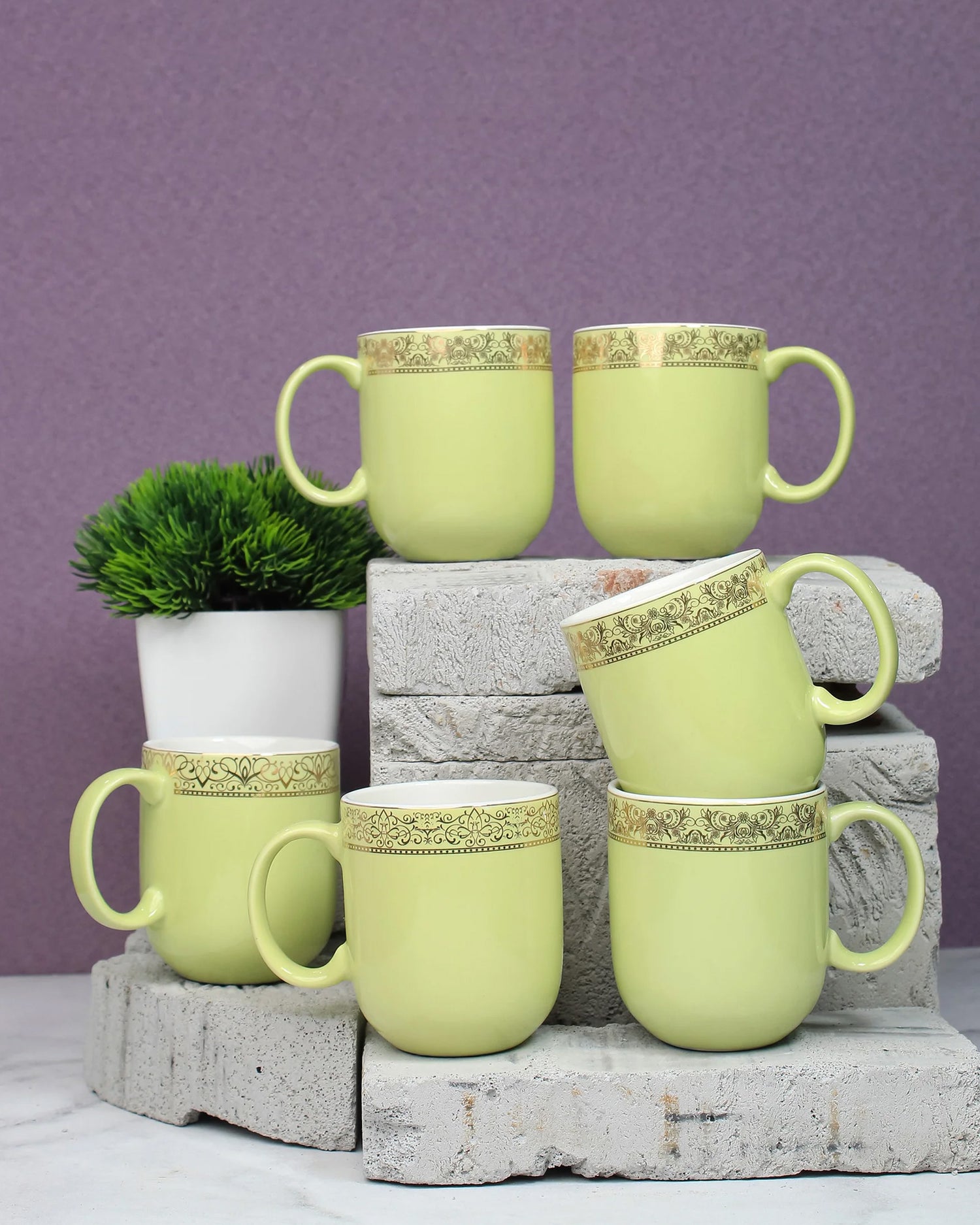 LILLY GREEN / Set of 6 * 200ml || Dazzle Heritage Superior Mug | Stylish Colors