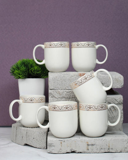 IVORY / Set of 6 * 200ml || Dazzle Heritage Superior Mug | Stylish Colors