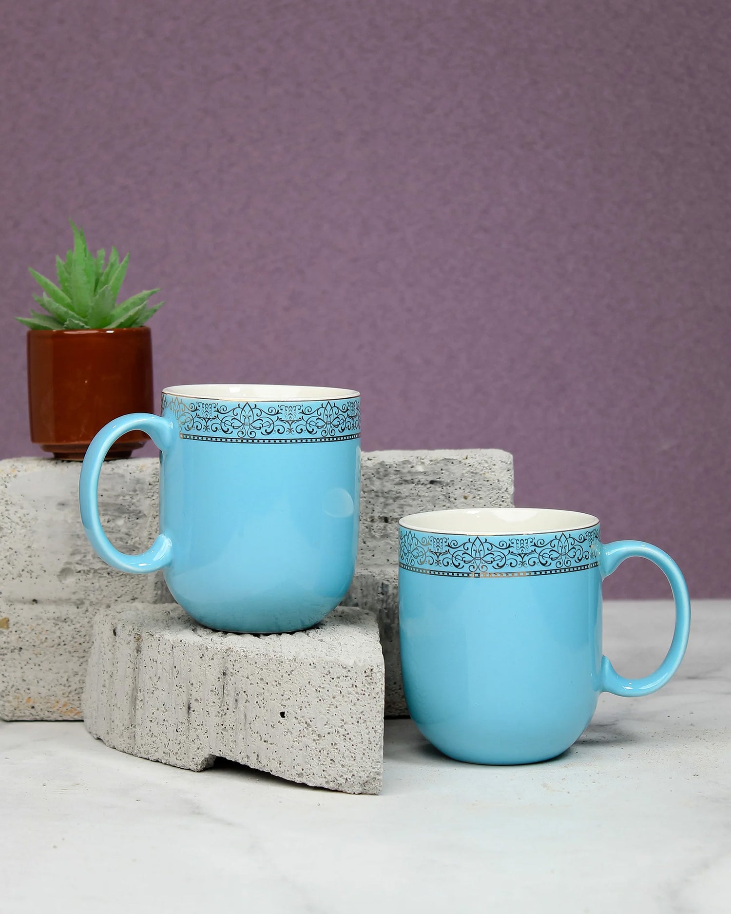 ASPIRING BLUE / Set of 2 * 300ml || Dazzle Heritage Superior Mug | Stylish Colors