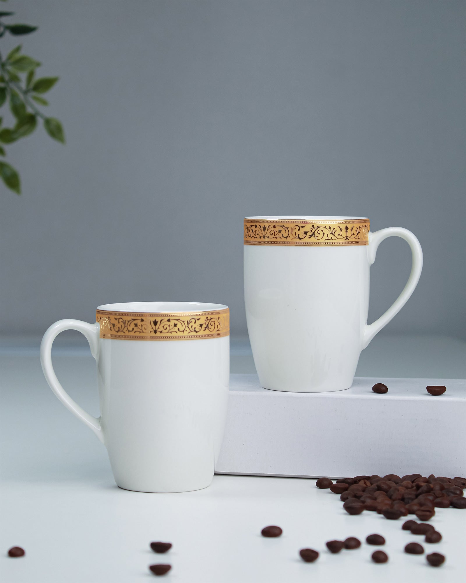 IVORY / Set of 2 * 230ml || Scarlet: Premium Porcelain Mugs in Pastel Colors