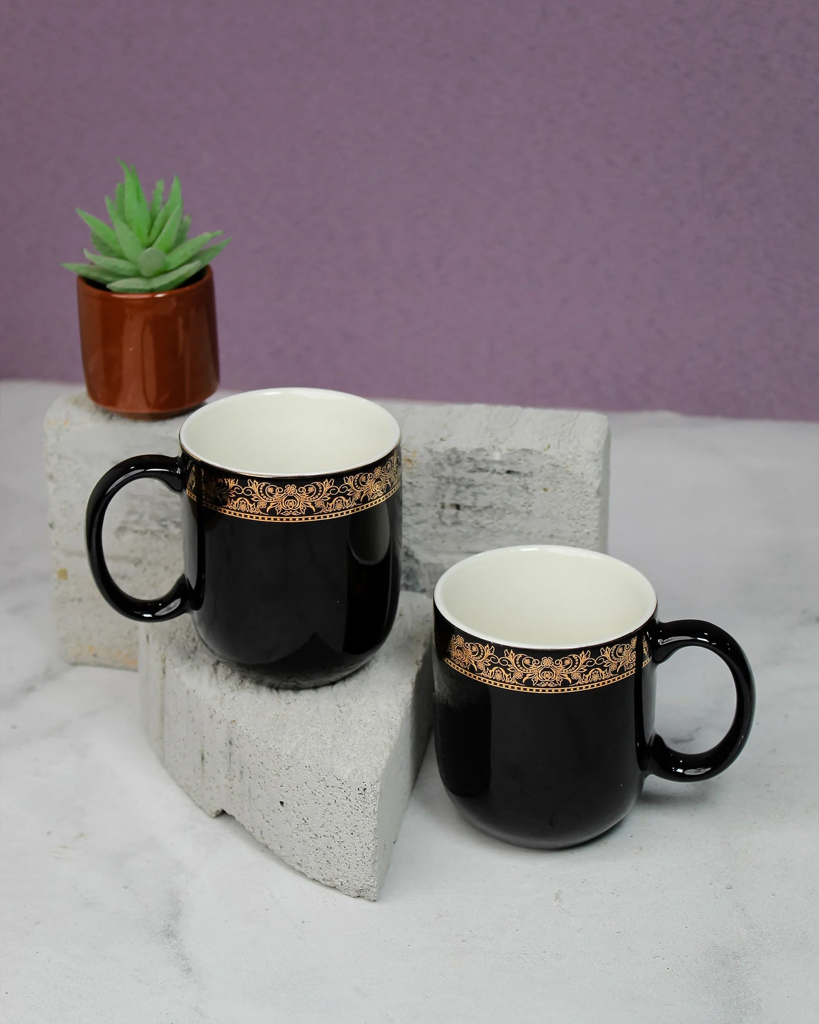 BLACK / Set of 2 * 200ml || Dazzle Heritage Superior Mug | Stylish Colors