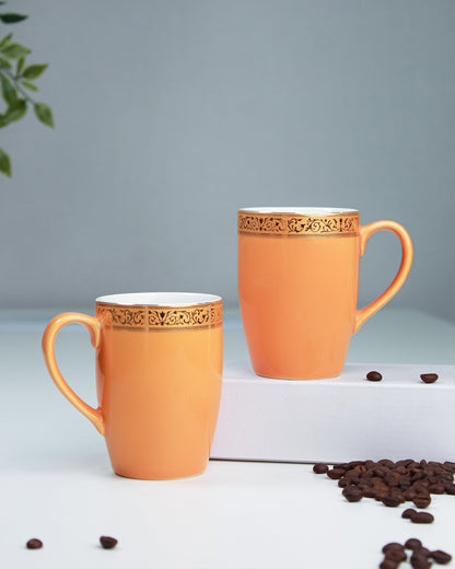 BLAZING ORANGE / Set of 2 * 230ml || Scarlet: Premium Porcelain Mugs in Pastel Colors