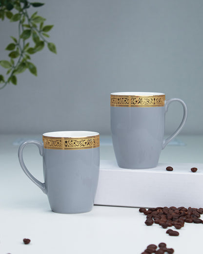 SILVER GREY / Set of 2 * 230ml || Scarlet: Premium Porcelain Mugs in Pastel Colors