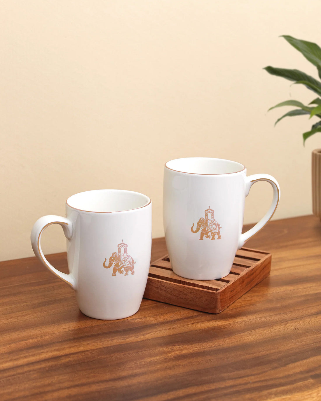 Gaj Mugs -  Set of 2 (230 ml) (Gold)