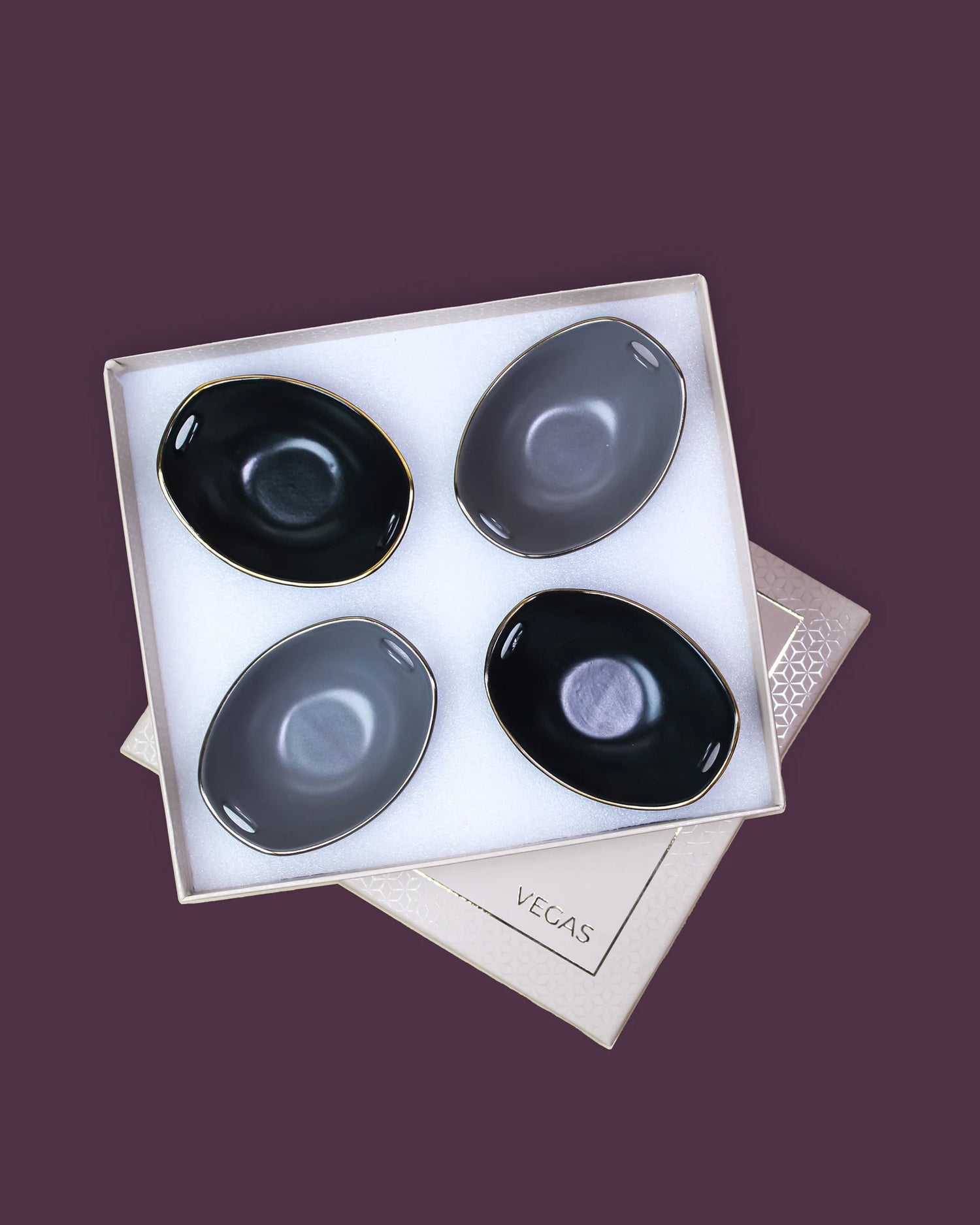 Black and Pebble Grey / Set of 4 || Bloom Vegas Curve Bowl - Where Elegance Meets Functionality