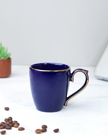 COBALT BLUE / Single pc * 220ml || Allure Premium Porcelain Tea/Coffee Mug with Golden Rim| Multi color