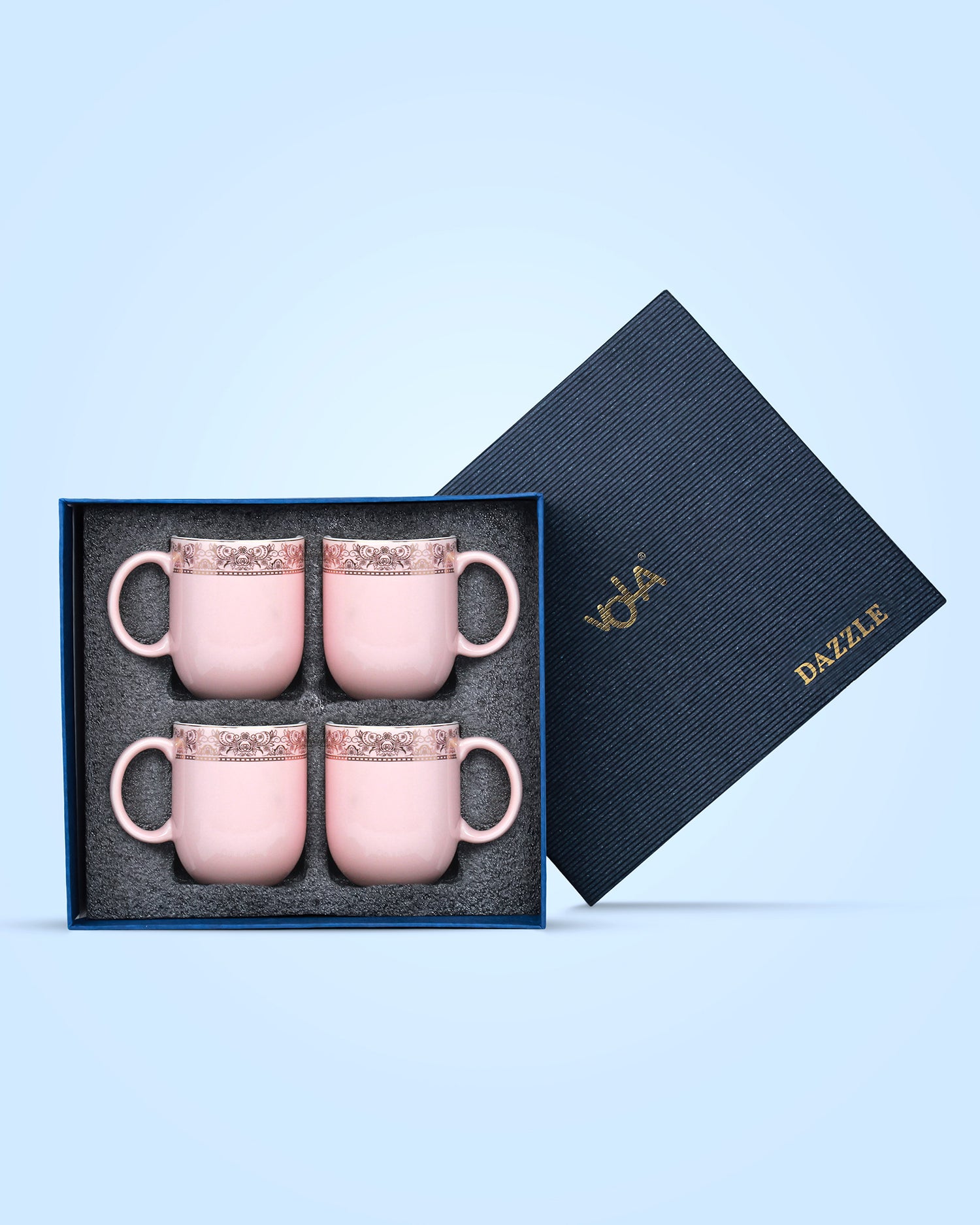 BABY PINK / Set of 4 * 300ml || Dazzle Heritage Superior Mug | Stylish Colors