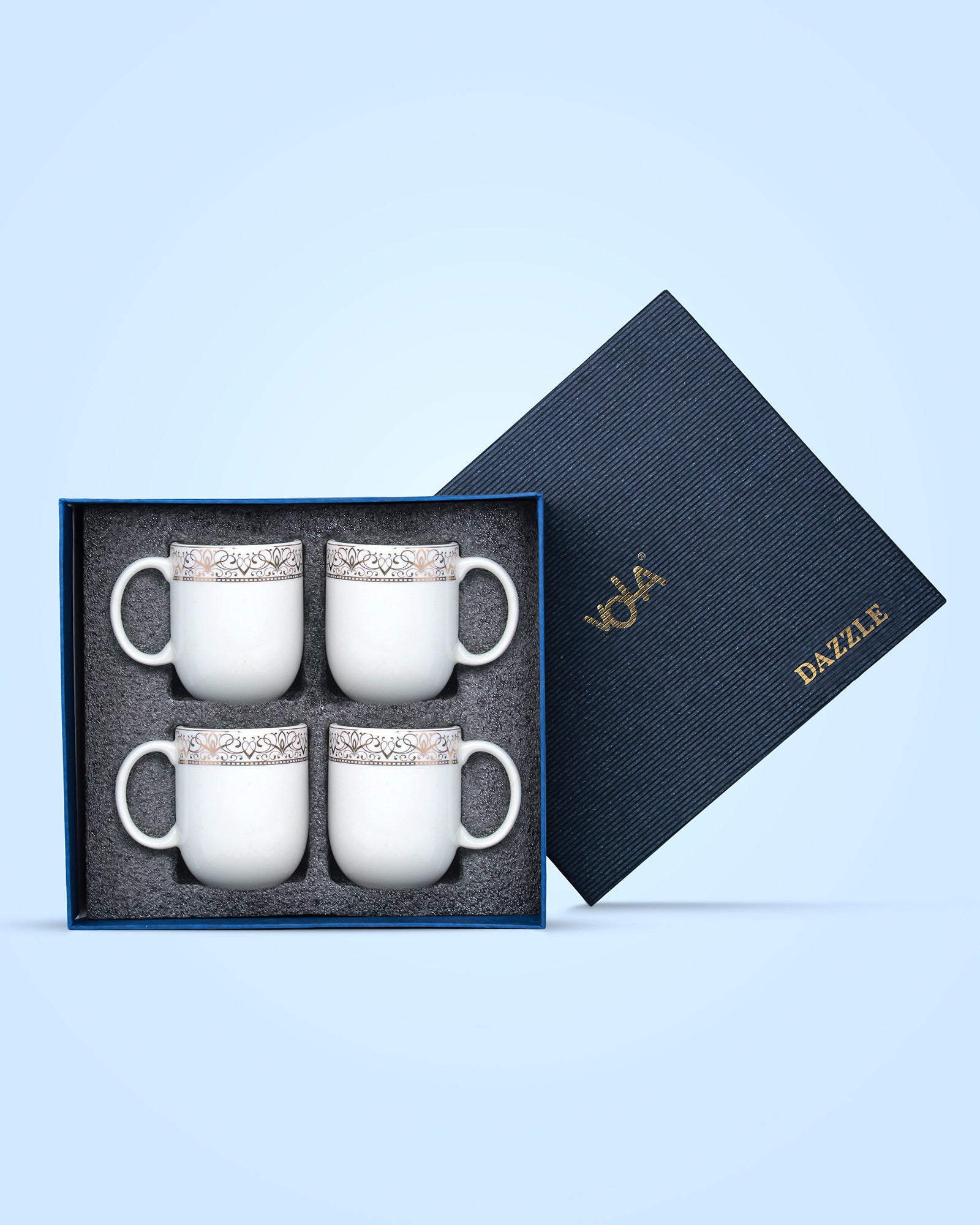 IVORY / Set of 4 * 300ml || Dazzle Heritage Superior Mug | Stylish Colors