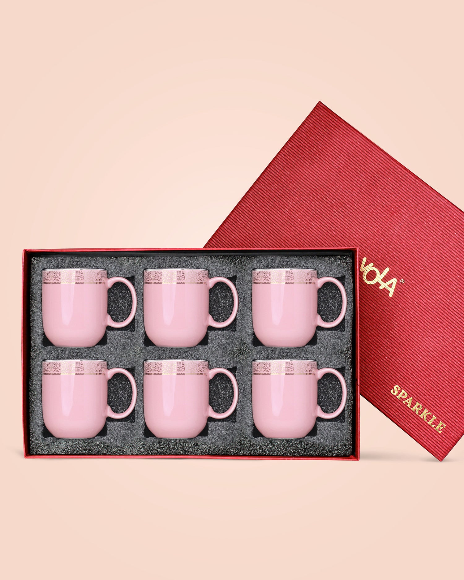 BABY PINK / Set of 6 * 200ml || Dazzle Heritage Superior Mug | Stylish Colors