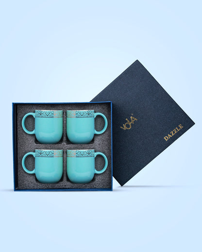 ASPIRING BLUE / Set of 4 * 300ml || Dazzle Heritage Superior Mug | Stylish Colors