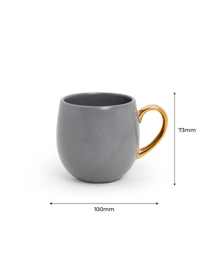 PEBBLE GREY / Set of 2 * 180ml || Bloom luxurious Tea Mug | Golden handle