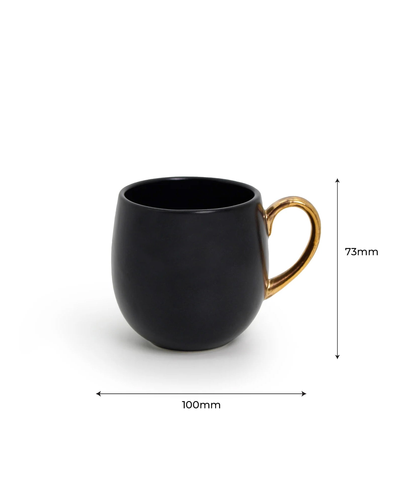 BLACK / Set of 2 * 180ml || Bloom luxurious Tea Mug | Golden handle