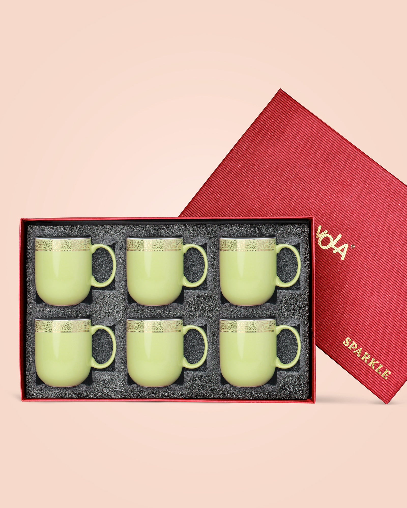 LILLY GREEN / Set of 6 * 200ml || Dazzle Heritage Superior Mug | Stylish Colors