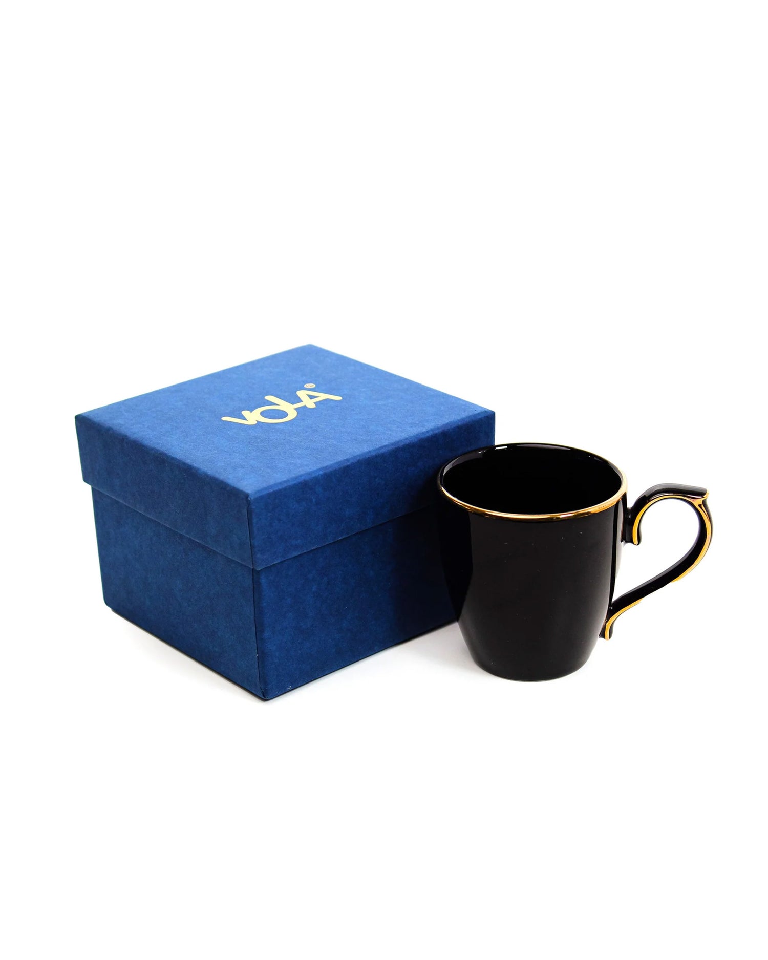 BLACK / Single pc * 220ml || Allure Premium Porcelain Tea/Coffee Mug with Golden Rim| Multi color