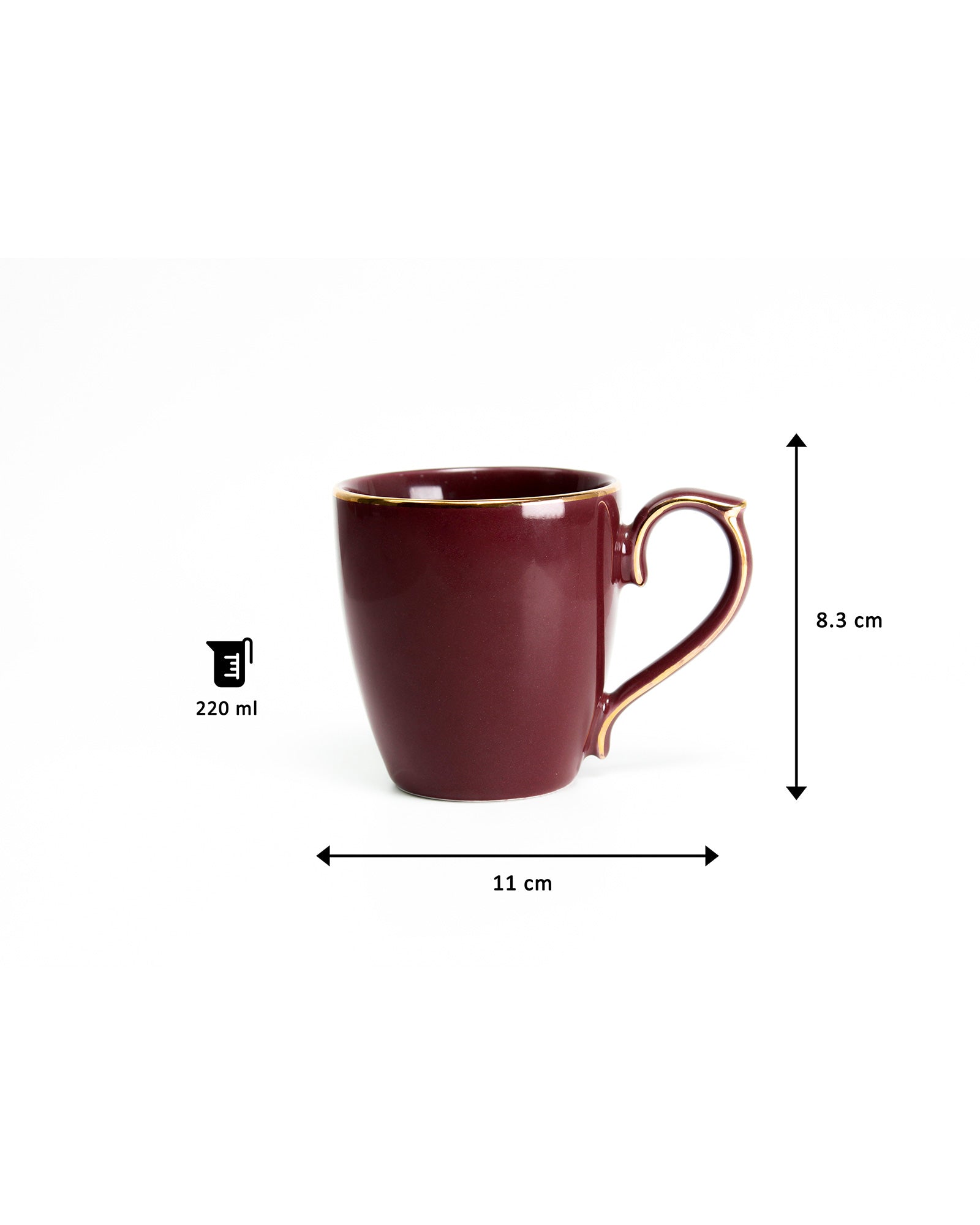 ROSE WOOD / Single pc * 220ml || Allure Premium Porcelain Tea/Coffee Mug with Golden Rim| Multi color