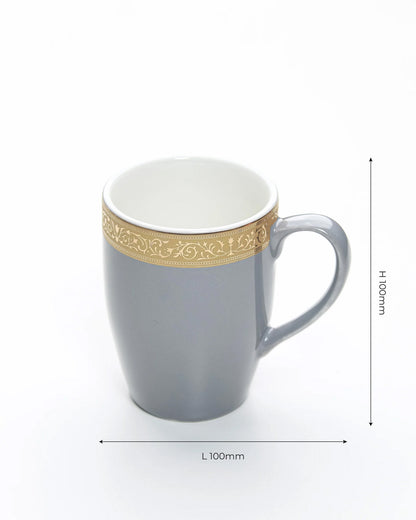 SILVER GREY / Set of 6 * 230ml || Scarlet: Premium Porcelain Mugs in Pastel Colors