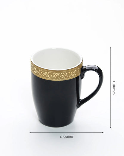 BLACK / Set of 6 * 230ml || Scarlet: Premium Porcelain Mugs in Pastel Colors