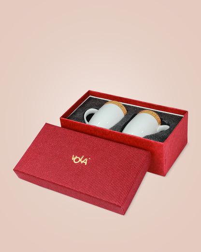 IVORY / Set of 2 * 230ml || Scarlet: Premium Porcelain Mugs in Pastel Colors