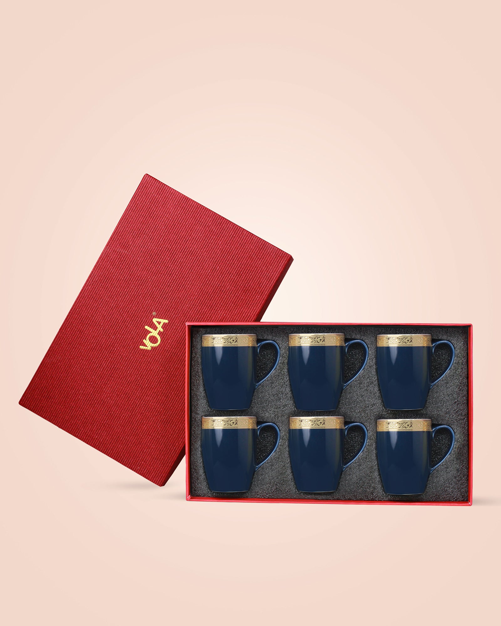 PRUSSIAN BLUE / Set of 6 * 230ml || Scarlet: Premium Porcelain Mugs in Pastel Colors