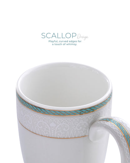 Ivory / Aqua / Single pc * 300ml || Stellar Collection || Mug _ Scallop