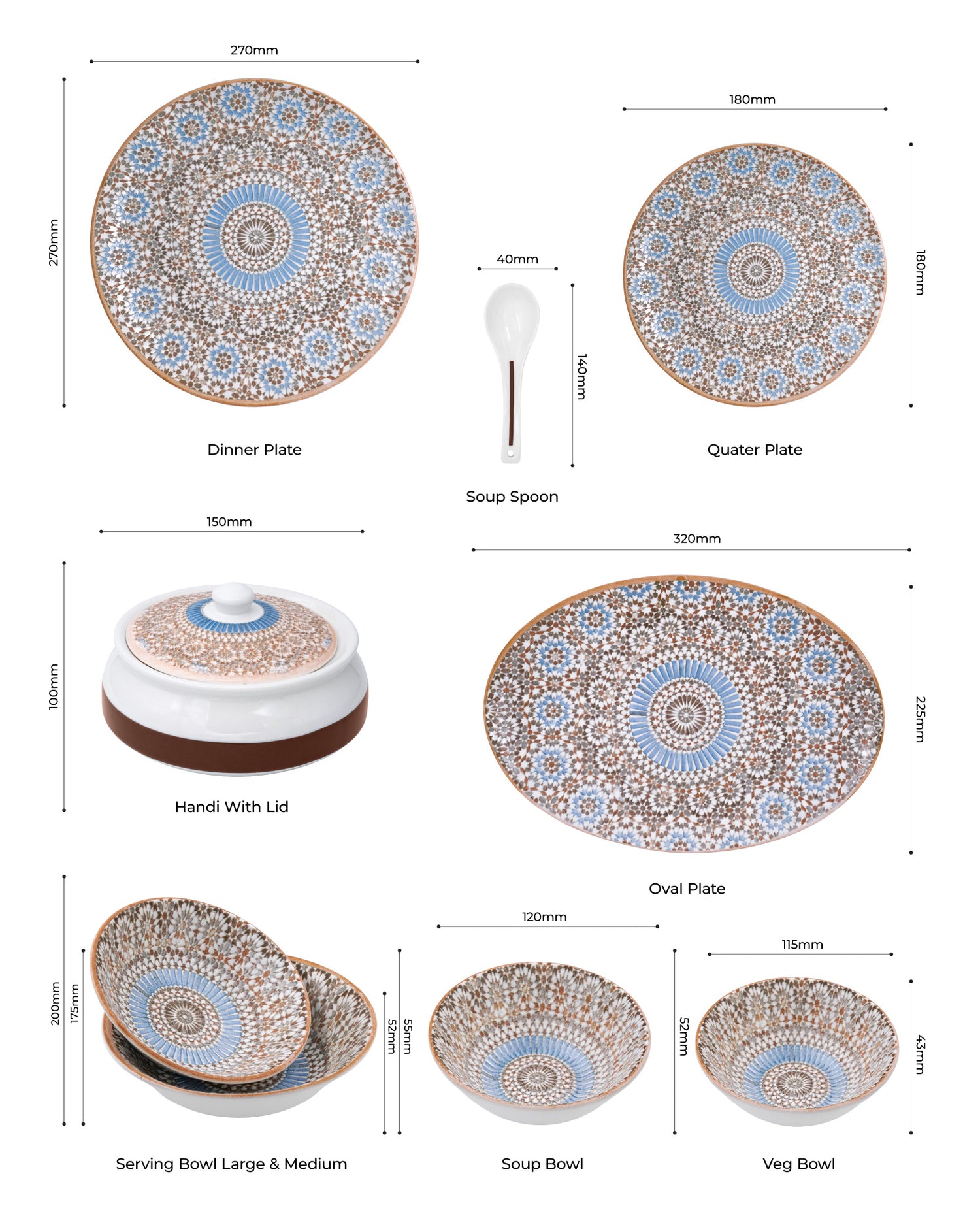 35 Pcs || Pixel Collection Dinnerware - Morocco