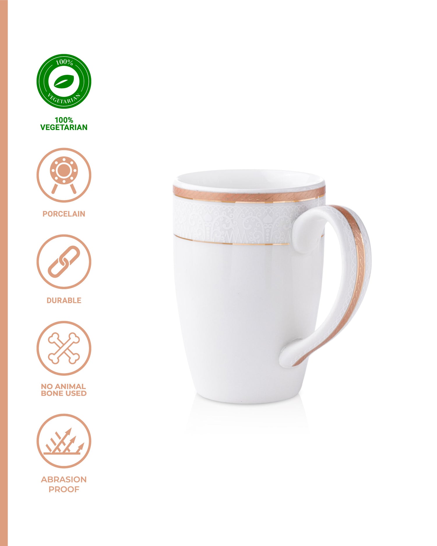 Ivory / Copper / Set of 2 * 300ml || Stellar Collection || Mug _ Scallop